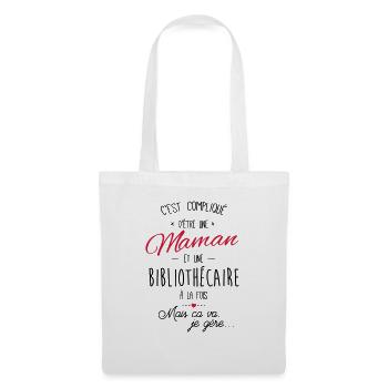 maman et Bibliothécaire - Sac en tissu - blanc - Devant
