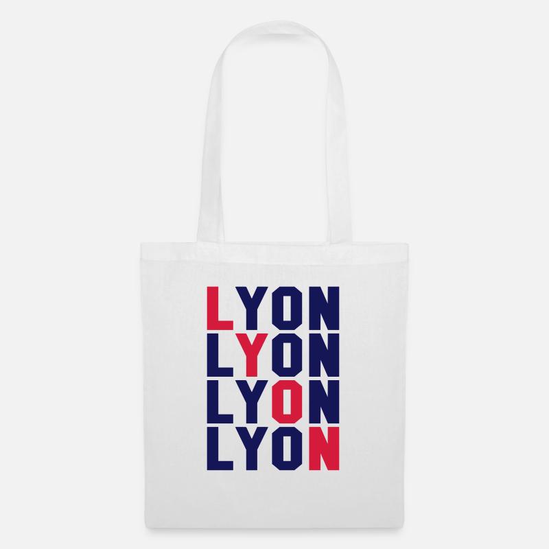 Lyon grid - Sac en tissu - blanc