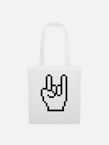 rock_computer_hand_01 - Stoffbeutel - Weiß