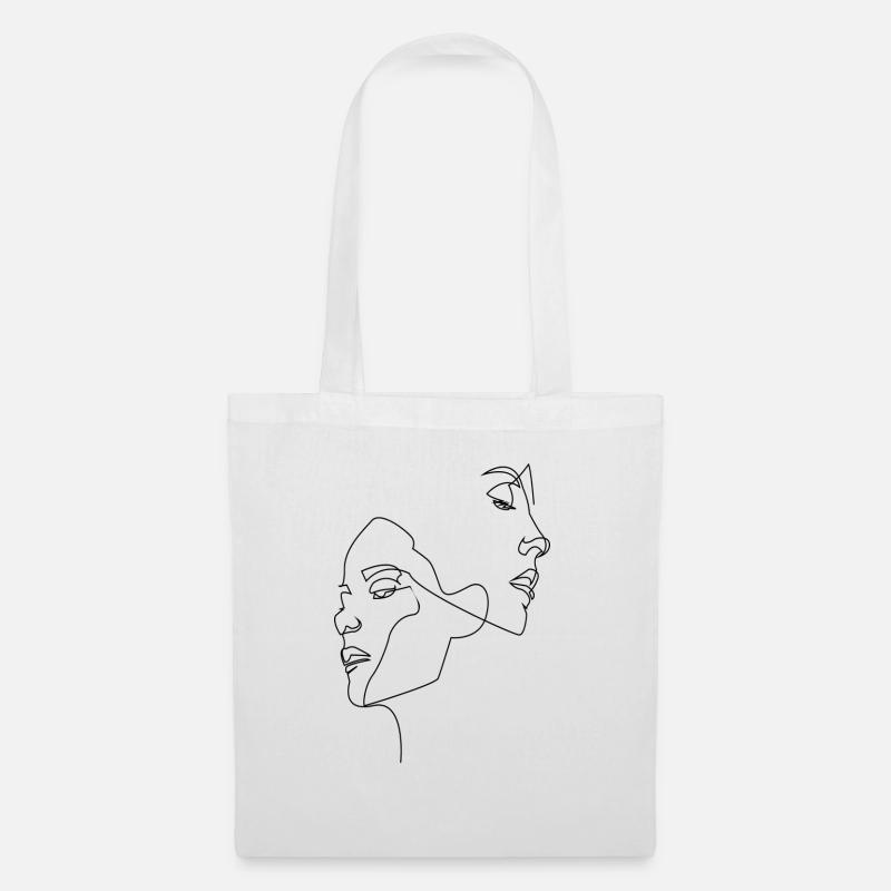 ONE LINE - Women's Faces - Tote Bag - white