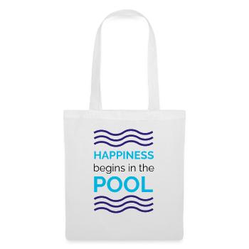 HAPPINESS begins in the POOL - Stoffbeutel - Weiß - Vorne