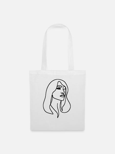 Frauen Line Art - Stoffbeutel - Weiß