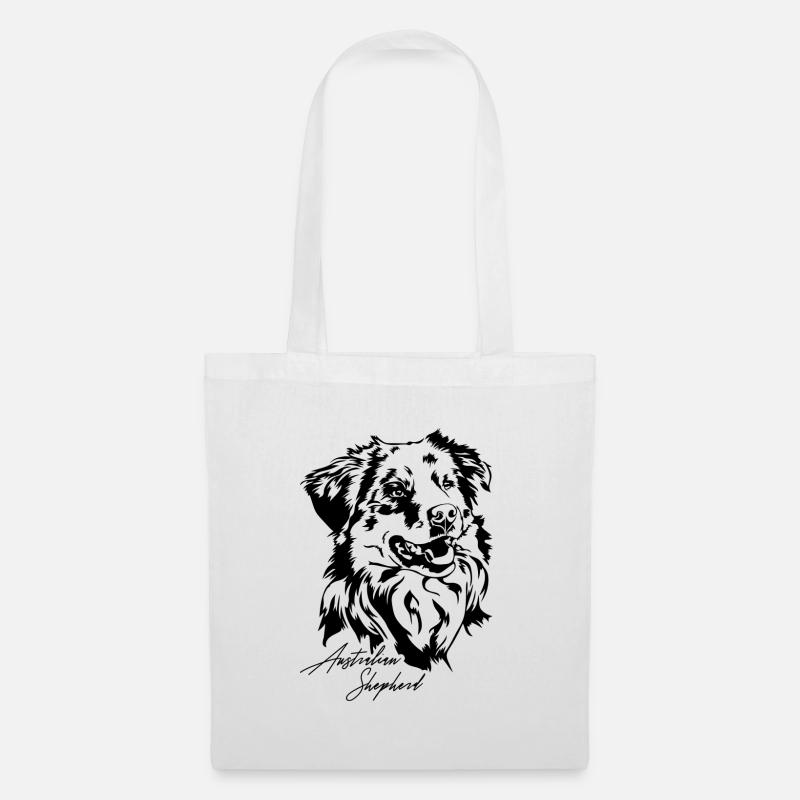 Australian Shepherd Aussie Portrait Hunde Wilsigns - Stoffbeutel - Weiß
