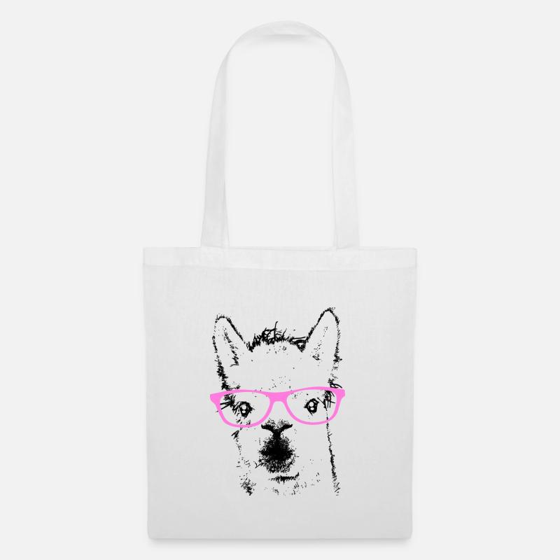 Lama Brille - Stoffbeutel - Weiß