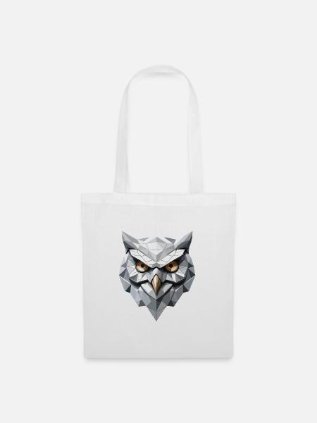 Eule Maske - Low Poly Design - Stoffbeutel - Weiß