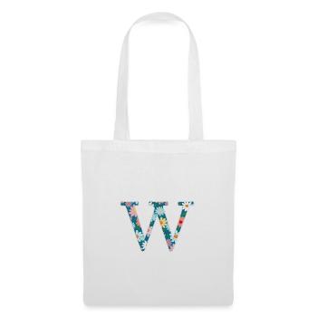 Monogramme W motif floral personnalisable - Sac en tissu - blanc - Devant