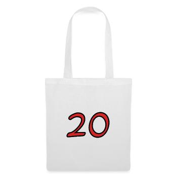 20. 20 ANS. 20e ANNIVERSAIRE. ANNIVERSAIRE 20 ANS. - Sac en tissu - blanc - Devant