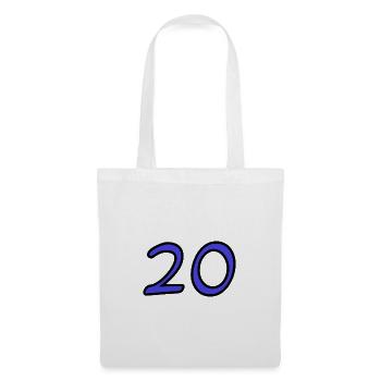 20. 20 ANS. 20e ANNIVERSAIRE. ANNIVERSAIRE 20 ANS. - Sac en tissu - blanc - Devant