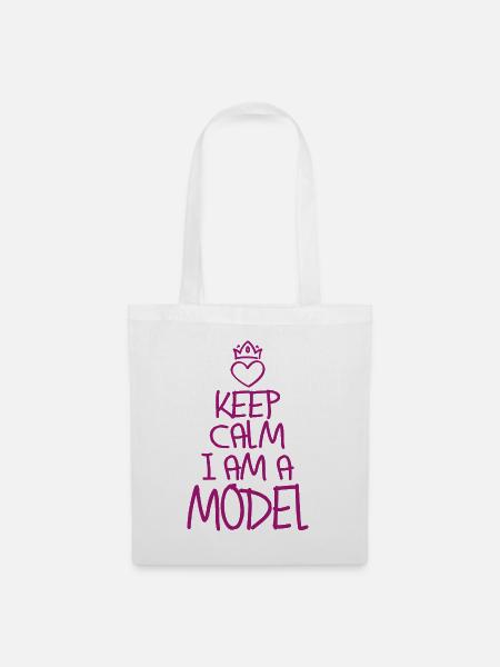 Keep Calm Model cool Model Geschenk - Stoffbeutel - Weiß