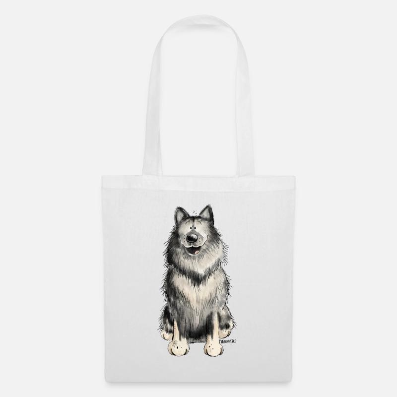 Glücklicher Wolfsspitz I Comic Hund Geschenk - Stoffbeutel - Weiß