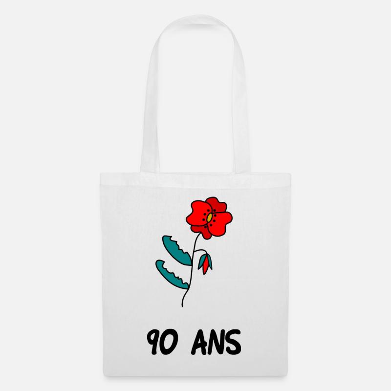 90 ANS. 90e ANNIVERSAIRE. ANNIVERSAIRE 90 ANS - Sac en tissu - blanc