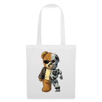Ours Robot Cyborg - Sac en tissu - blanc - Devant