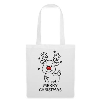 Renne Rudolph Joyeux Noël doux - Sac en tissu - blanc - Devant