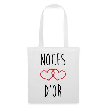 Noces d'Or 50 ans de mariage - Sac en tissu - blanc - Devant