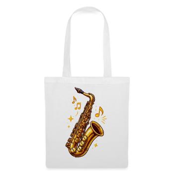 Goldener Saxophon Jazz Illustration - Stoffbeutel - Weiß - Vorne