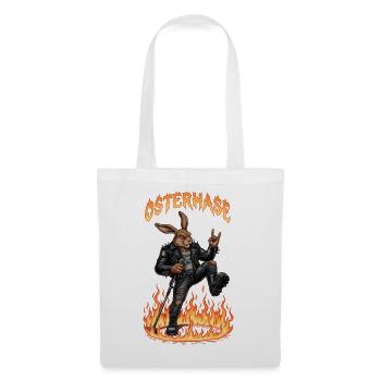Heavy Metal Osterhase Rocker Ostern Hardcore Hase - Stoffbeutel - Weiß - Vorne