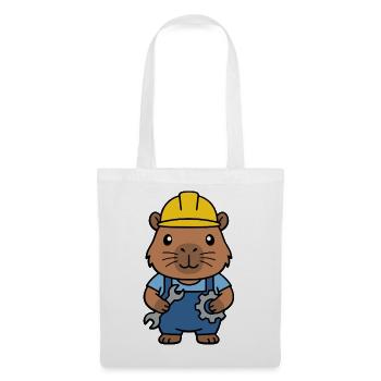 Niedlicher Capybara-Ingenieur-Maskottchen-Standardentzeichner - Stoffbeutel - Weiß - Vorne
