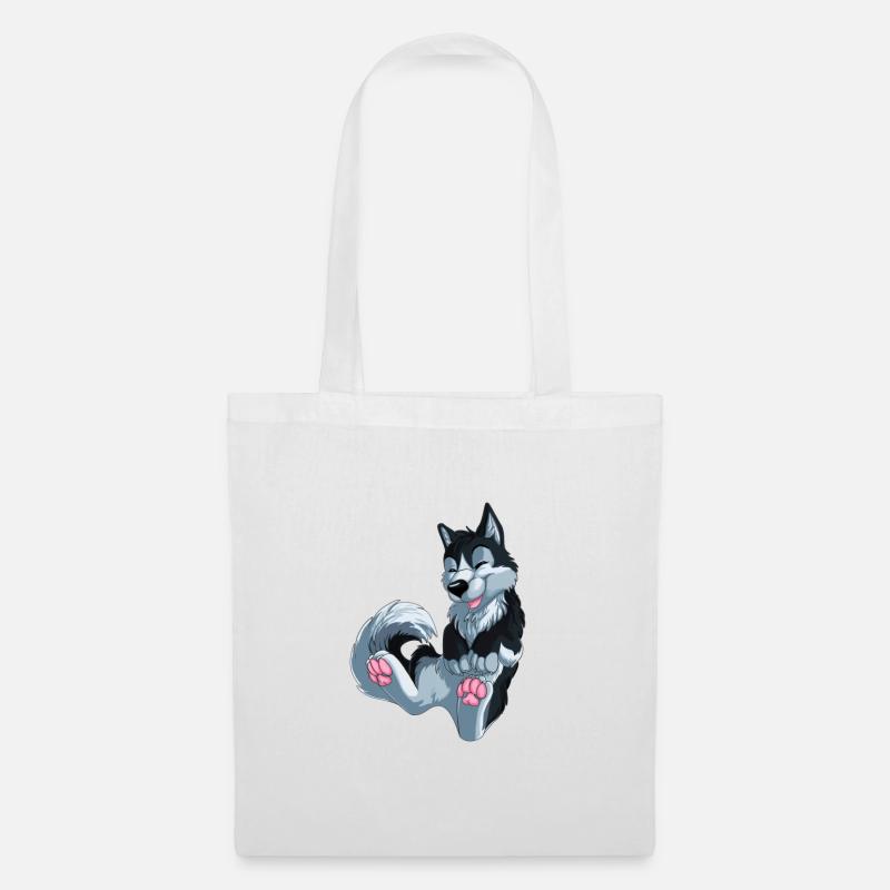 schwarzer Husky - Stoffbeutel - Weiß