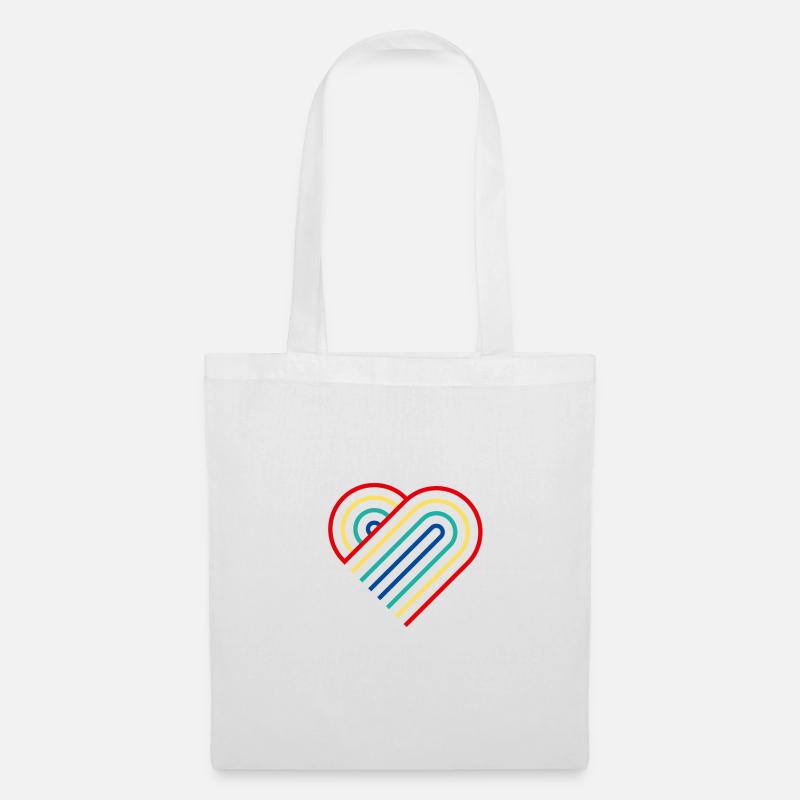 Regenbogen Herz - Stoffbeutel - Weiß