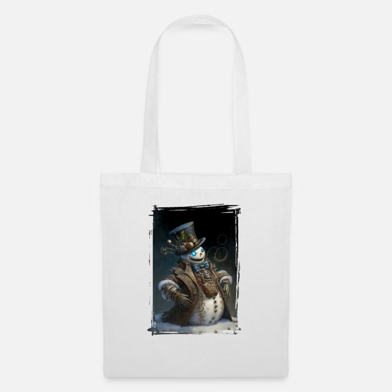 Schneemann - Steampunk - Stoffbeutel - Weiß