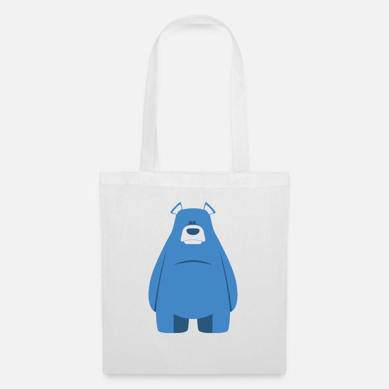 blauer Teddybär - Stoffbeutel - Weiß