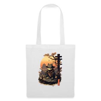Samurai Frosch Katana Japanische - Stoffbeutel - Weiß - Vorne