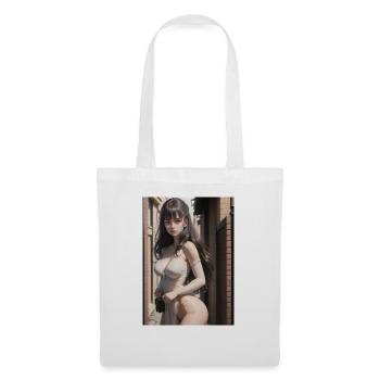Woman in a alley, town,Generated AI - Stoffbeutel - Weiß - Vorne