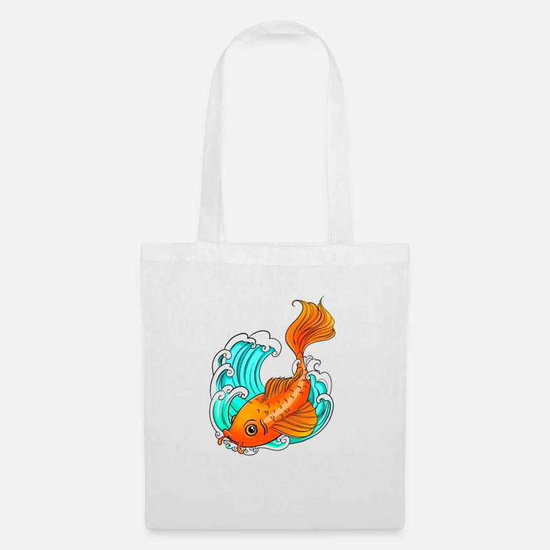 Koi Carp - Wave - Fish - Tote Bag - white