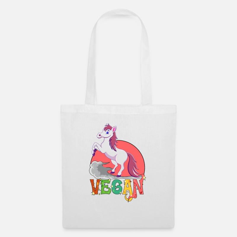 Vegan Einhorn Cartoon Regenbogen - Stoffbeutel - Weiß