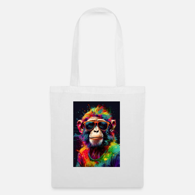 Pop-Art-Affe - Stoffbeutel - Weiß