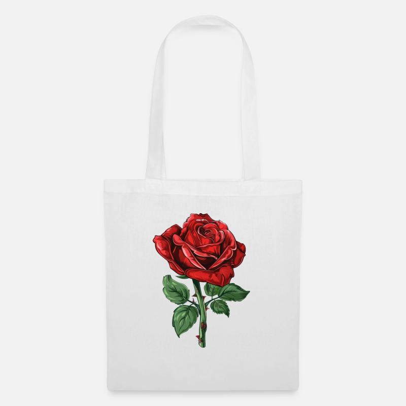 Rote Rose - Stoffbeutel - Weiß