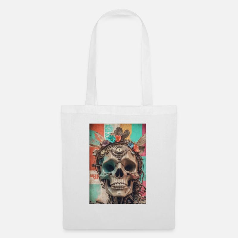 Color Skull 70´s - Stoffbeutel - Weiß