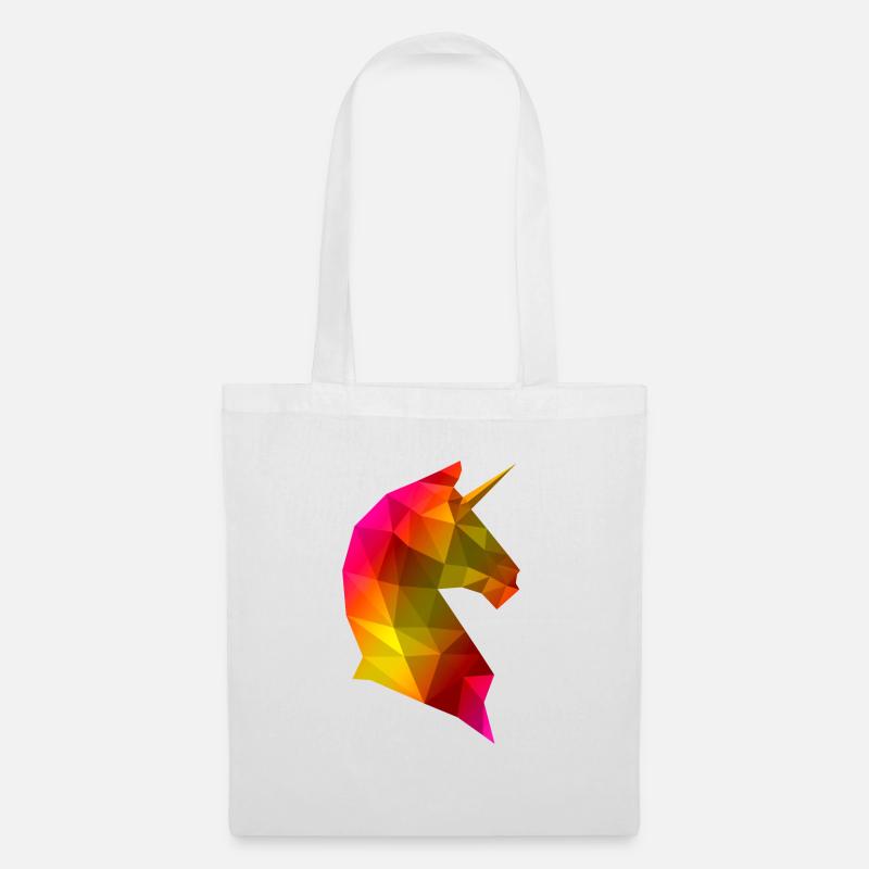Einhorn Lowpoly Regenbogen 3D - Stoffbeutel - Weiß