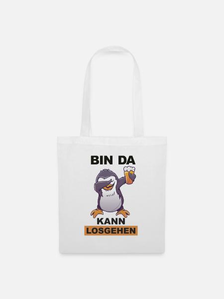 Dabbing Pinguin saufen Trinkspruch - Stoffbeutel - Weiß