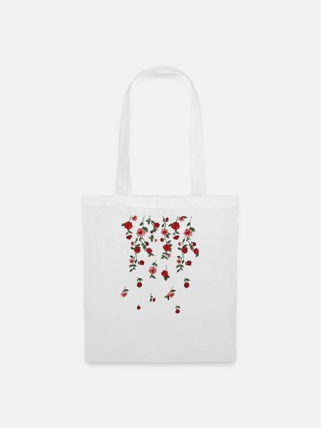 rosen,ranken,blumen, illustration,rot, floral - Stoffbeutel - Weiß