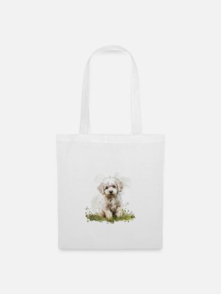 Cute Puppy Poodle Watercolor - Stoffbeutel - Weiß