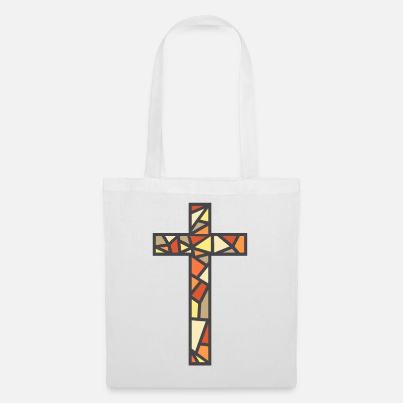 Croix en vitrail - Sac en tissu - blanc