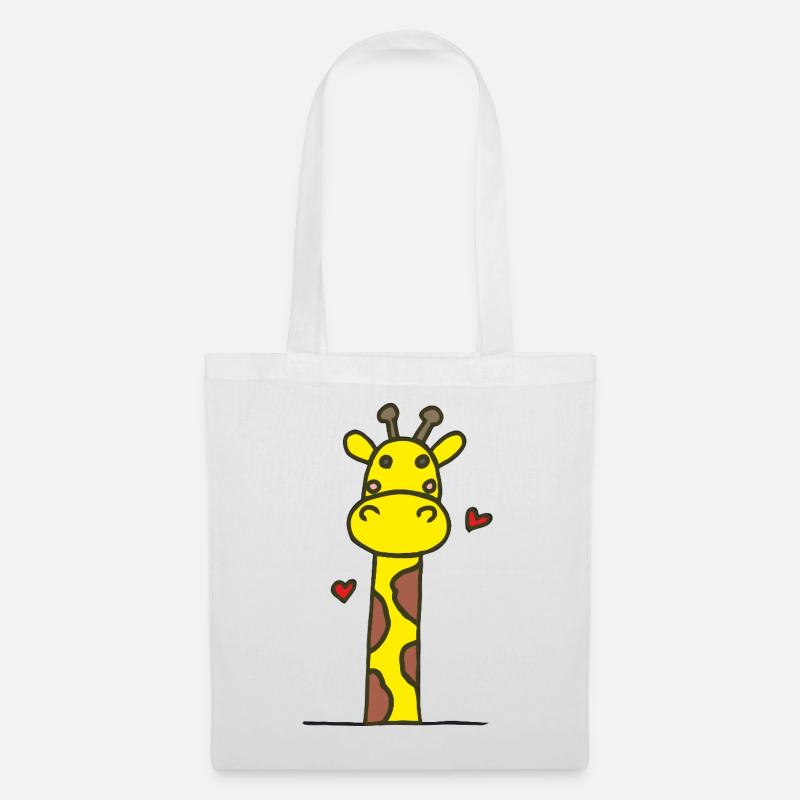 Verspielte Giraffe mit Herzen - Stoffbeutel - Weiß
