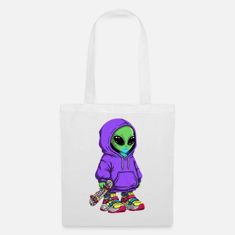 Alien Jugend Streetwear Kapuzenpullover - Stoffbeutel - Weiß