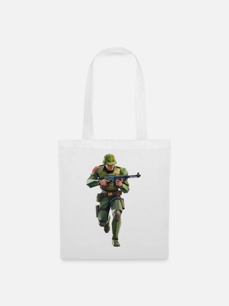 Army Soldier - Cooles Low-Poly-Logo - Stoffbeutel - Weiß
