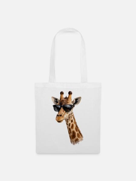 Coole Giraffe mit Sonnenbrille  - Stoffbeutel - Weiß