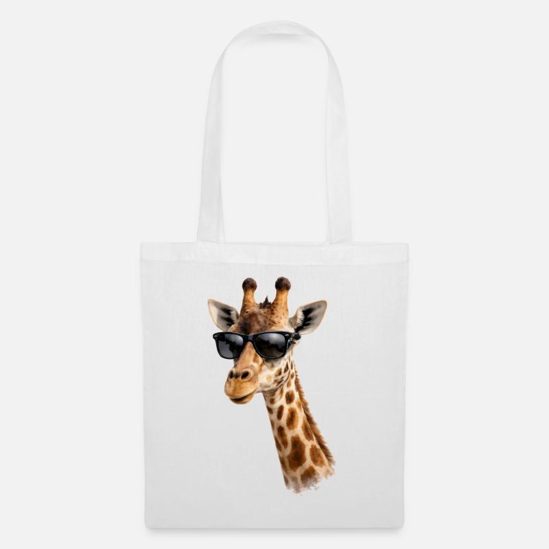 Coole Giraffe mit Sonnenbrille  - Stoffbeutel - Weiß