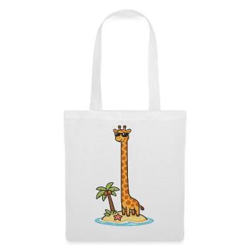 Giraffe mit Sonnenbrille auf Insel - Stoffbeutel - Weiß - Vorne
