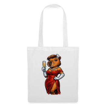 Elegant capybara lady with sparkling wine - Tote Bag - white - Front