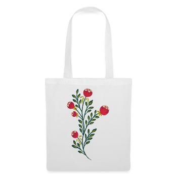 Granatapfelzweig Florales Muster - Stoffbeutel - Weiß - Vorne