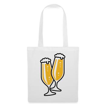 2 Pilsgläser Stoßen An (Bier Pils Schlank / 2C) - Stoffbeutel - Weiß - Vorne
