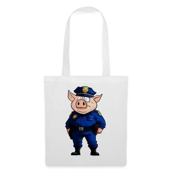 Schweine Polizei / Polizistin Schwein - Stoffbeutel - Weiß - Vorne