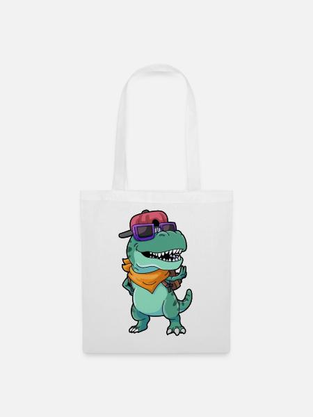 Schule Dino T Rex - Stoffbeutel - Weiß