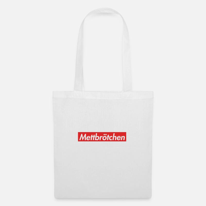 Mettbrötchen Red Box Logo Mett Brötchen Geschenk - Stoffbeutel - Weiß