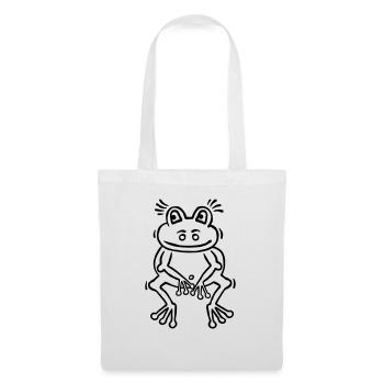 Witziger Frosch in Denker Haltung - Stoffbeutel - Weiß - Vorne